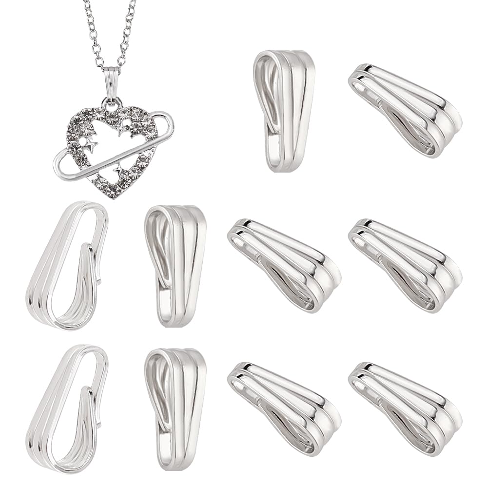 PH PandaHall Charm Holder for Necklace, 10pcs 925 Sterling Silver